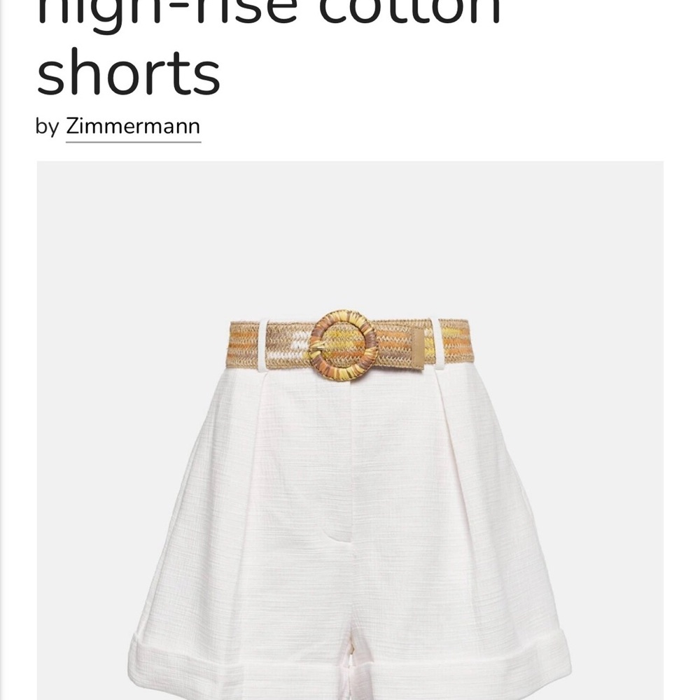 Zimmermann Cream High-Waist Shorts size 2 (M)